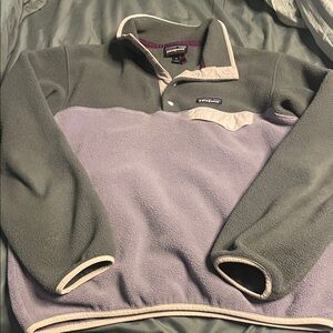 Patagonia Gray and Purple Fleece Jacket